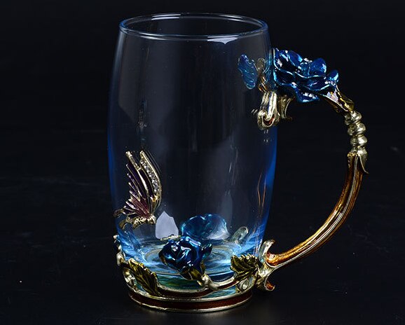 Skønhed og nyhed emalje kaffekop krus blomst te glas kopper til og kolde drikke te kop ske sæt perfekt bryllup: Stil 1