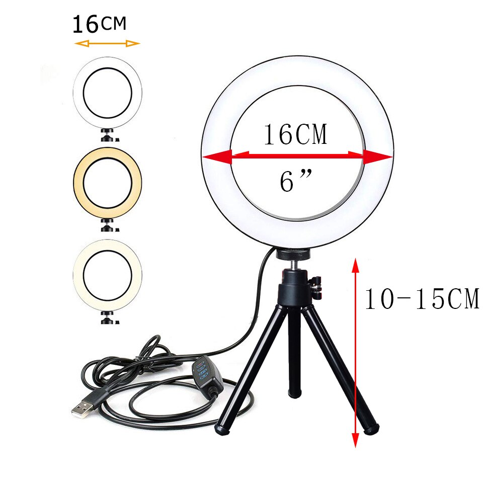 Mikrofon 26CM Fotografie Beleuchtung Ringlight Stativ Foto Led Selfie Bluetooth remote Ring Licht Telefon Lampe Live: Dark Grau