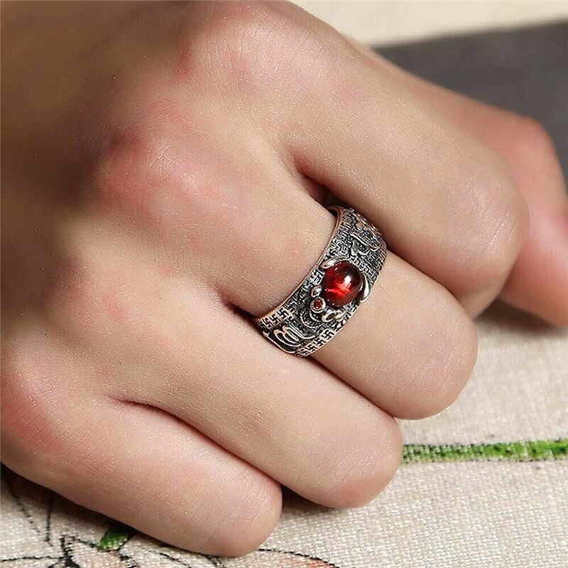 unisex Pixiu Ring - Verstellbare Feng Shui Amulett - Schutz & Wohlstand - Jahrgang Tiermotiv