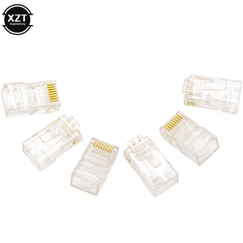 50 100 pcs Cat5 RJ45 RJ 45 Connector plug 8P8C Modular Ethernet Cable Head Plug Gold-plated Cat 5e Crimp Network