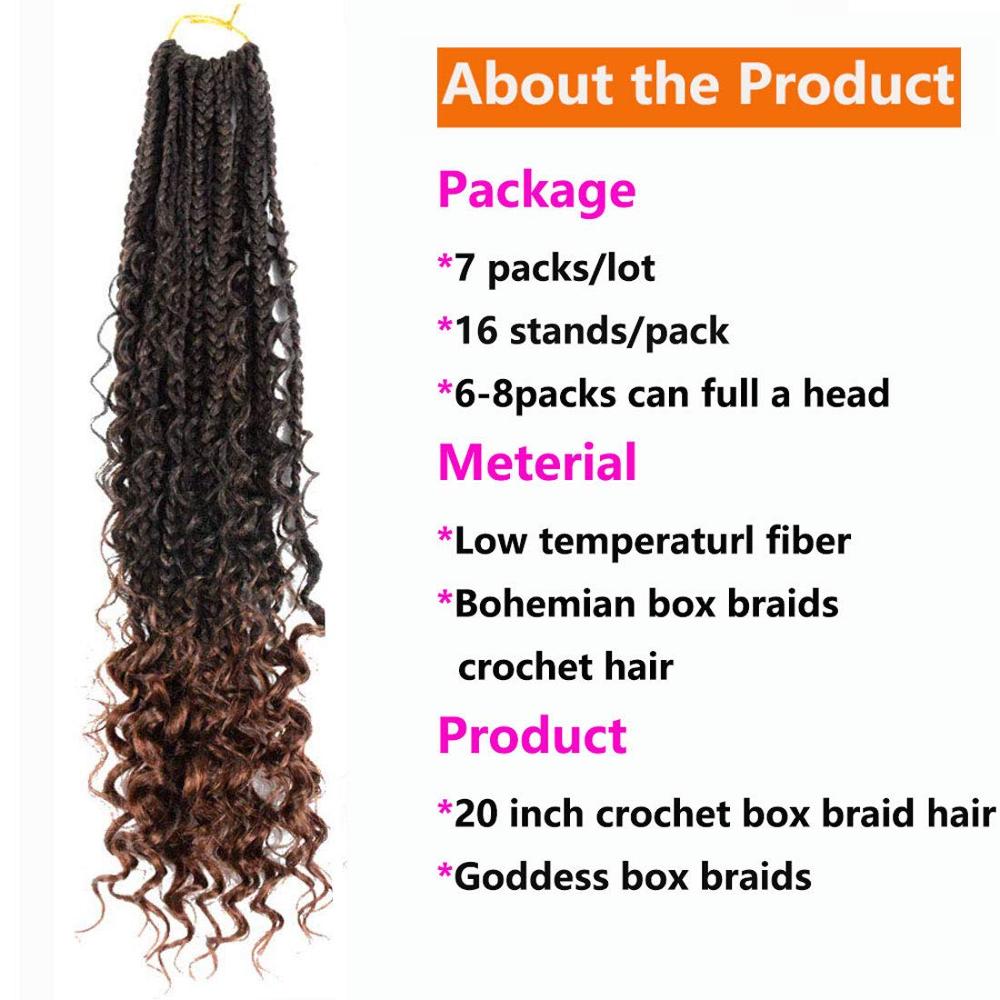 box braid crochet hair for black women Crochet Braids with Curly Ends 16 Strands/Pack Crochet Box Braids Hair