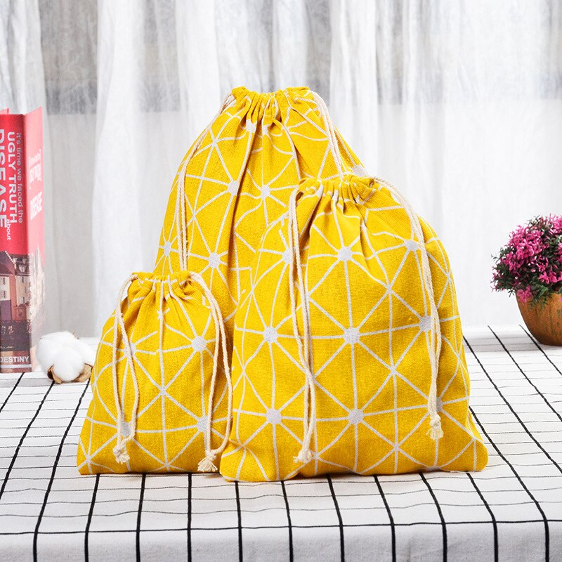 Petit coton frais et lin cordon faisceau poche étudiant tissu sac dortoir débris sac de rangement sous-vêtements sac de rangement