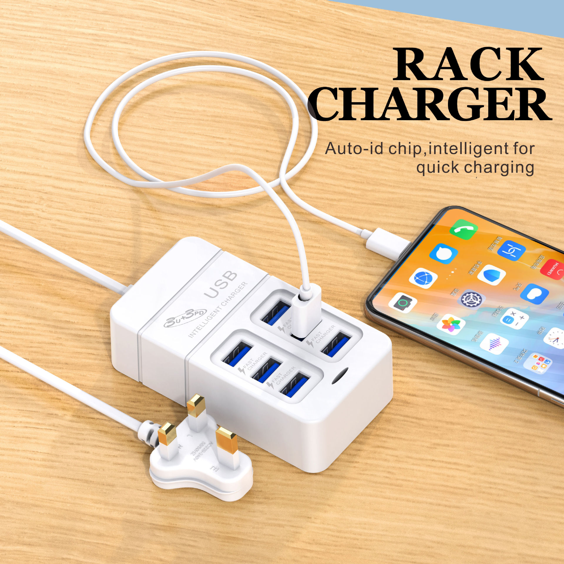Ładowarka USB 35W typu C z wtyczką USB 6 portów 3A Szybkie ładowanie telefonu komórkowego Ładowarka sieciowa EU/US/UK Rozgałęźnik USB