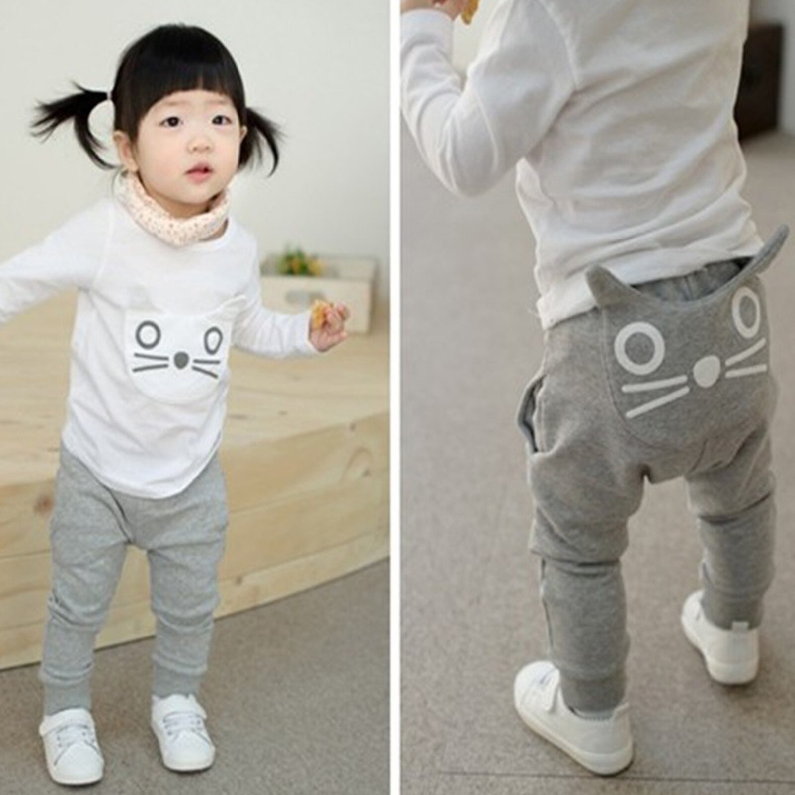 Casual Baby Kinderen Broek Peuter Jongens Meisjes Cartoon Kat Print Broek Kostuums Lange Cototn Baby Cartoon Harem Broek