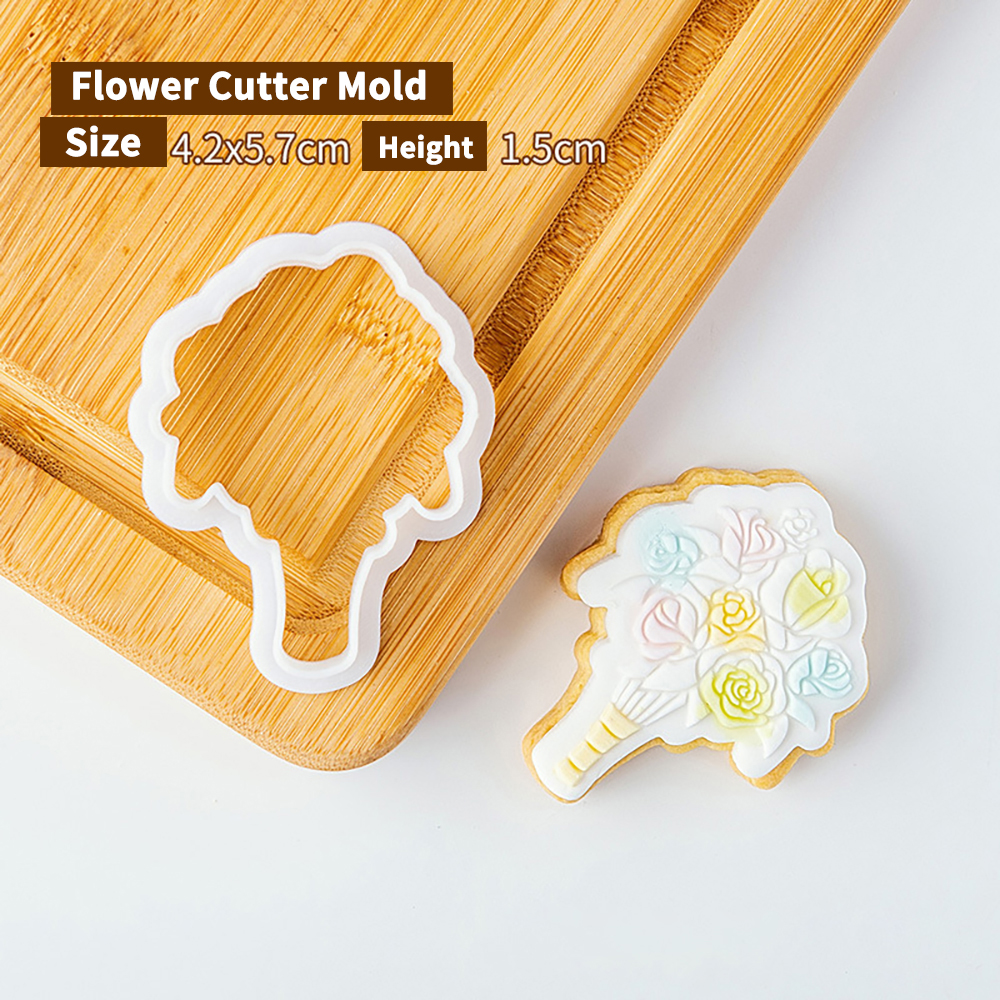 Cortadores de émbolo de galletas de cumpleaños para novio de boda, molde de pastel de Fondant, herramientas de decoración de pasteles de Sugarcraft, sello de galletas: Multicolor