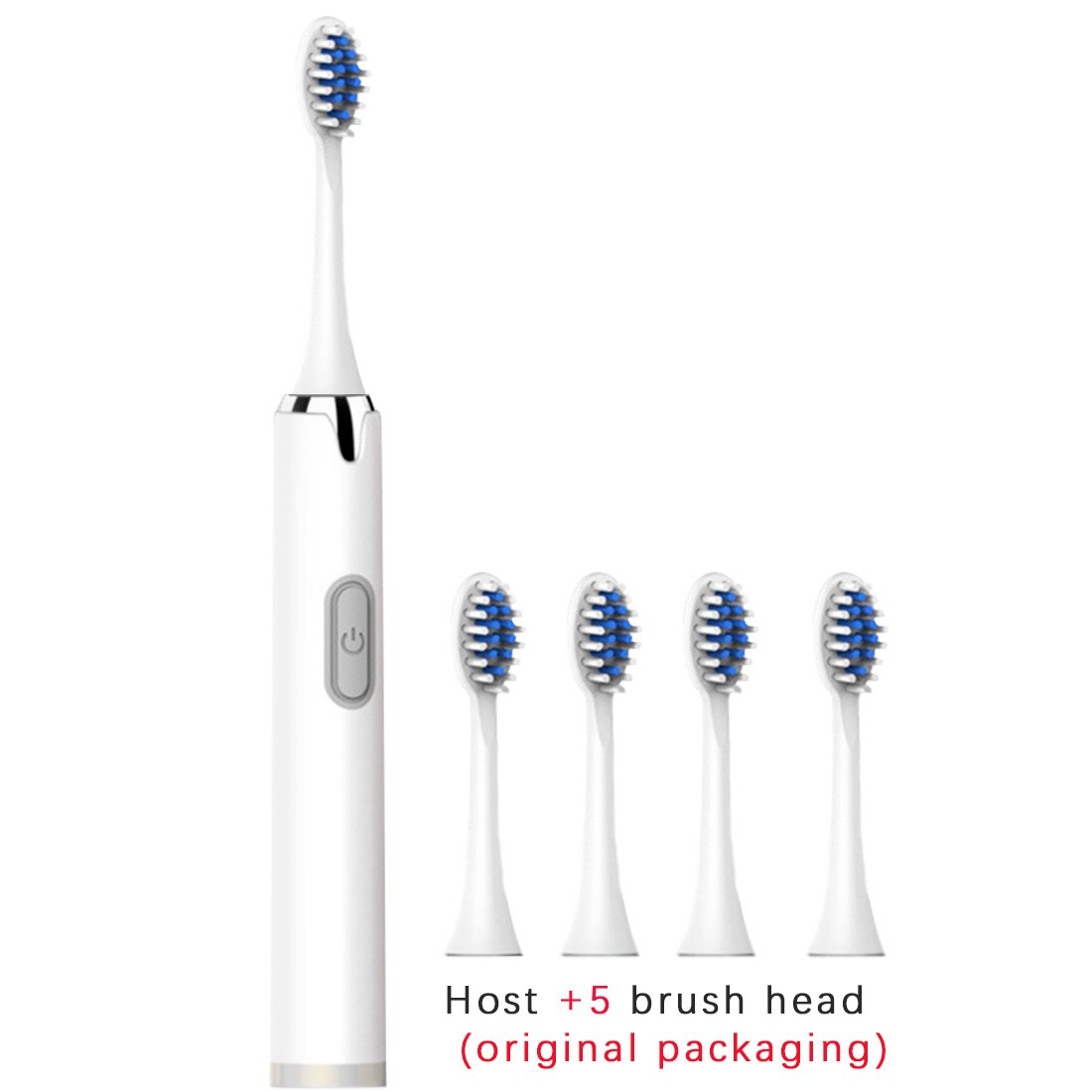 Electric Toothbrush Ultrasonic Sonic Teeth Brush Deep Cleaning Ultrasonic Automatic smart toothbrush rechargeable waterproof: White 5head with box