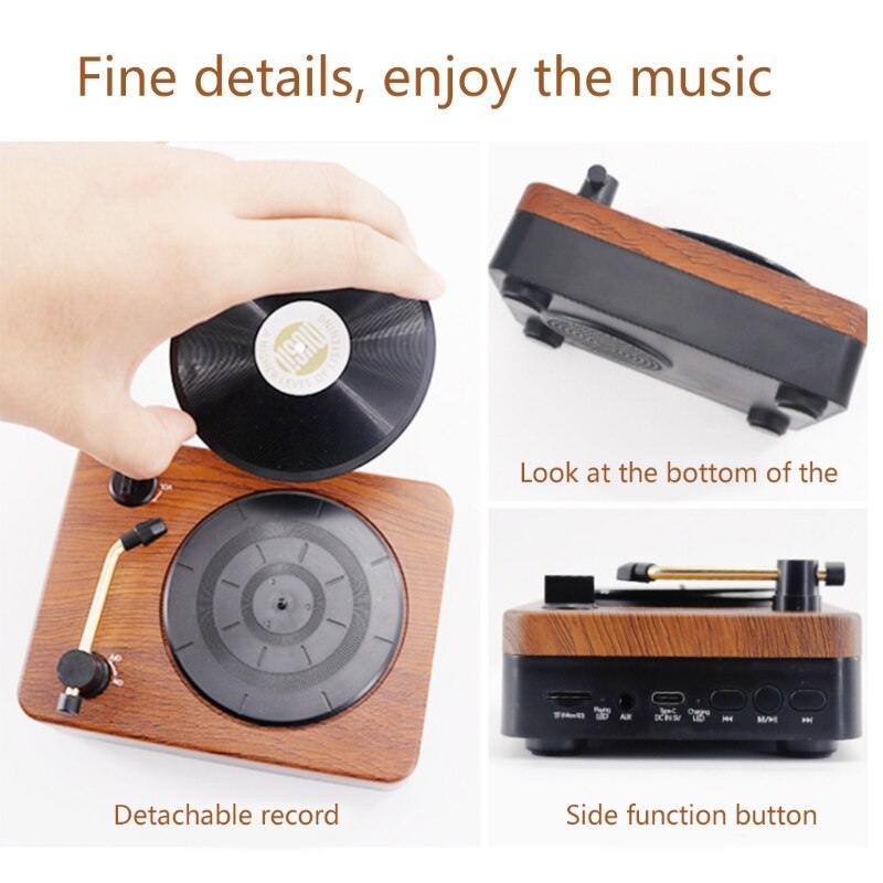Retro Bluetooth-compatible Speaker Portable Vinyl Record Player Classic Bluetooth-compatible Sound Box Wireless Speaker
