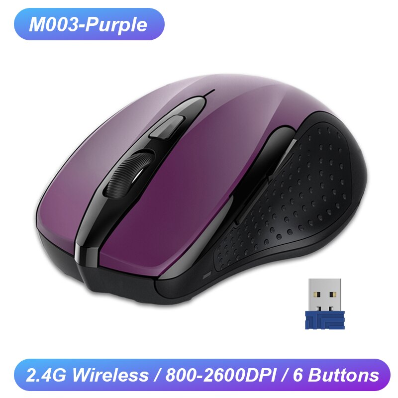 TeckNet Optical Wireless Mouse 2600DPI 2.4GHz Cordless Ergonomics Mice with USB Receiver Computer Mause for Desktop Notebook PC: M003 Purple