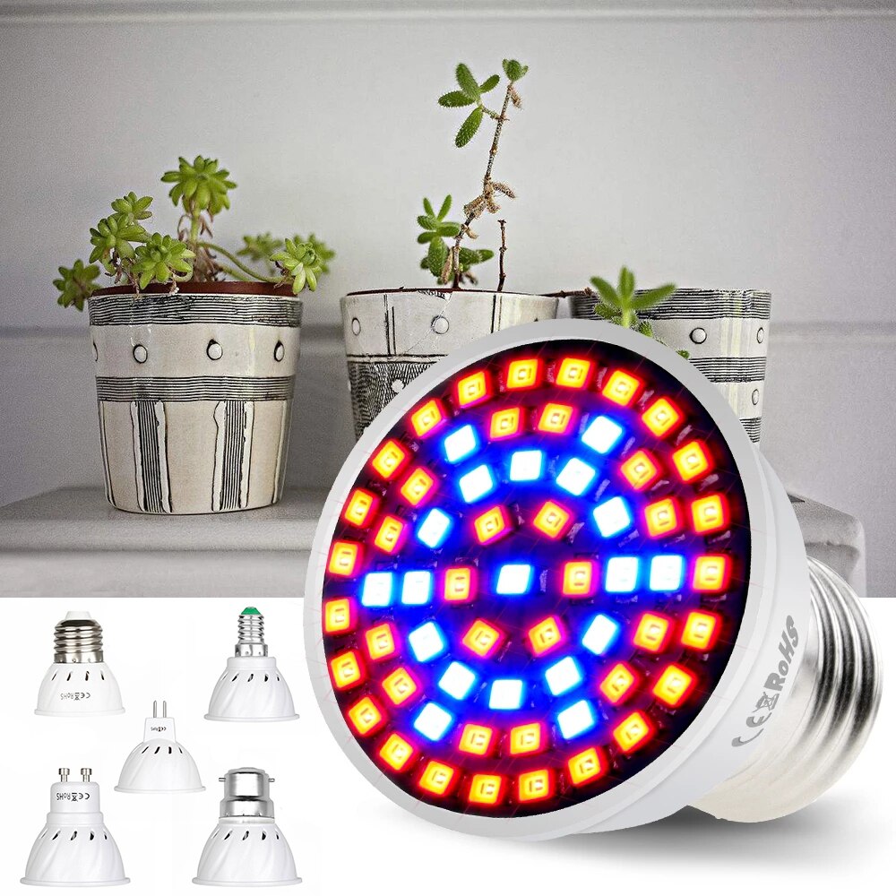LED Plant Grow Light Bulb E26 E27 E14 MR16 GU10 B22 48LEDs-300LEDs for Flowers Vegetables Greenhouse Hydroponic Growing D30