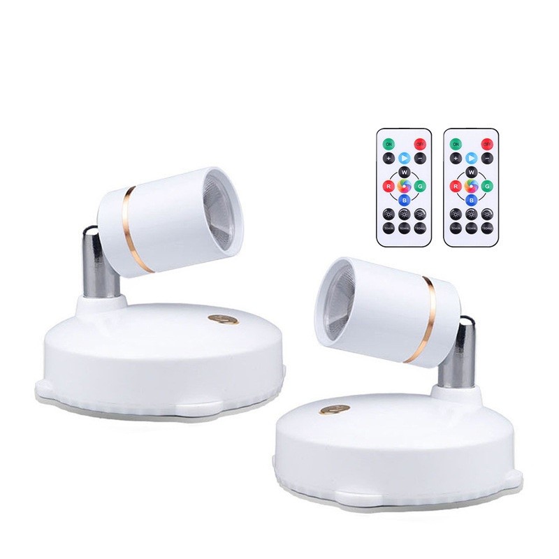 Trådløs led-spotlight til indendørs brug, batteridrevne lys, trådløs vægdekoration, accentlys, mini rgb-spotlight til belysning af hjemmet