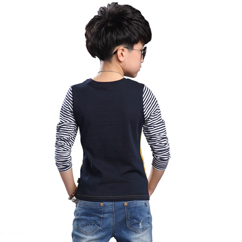 arrivé 100% coton t-shirts rayé à manches longues vêtements garçon enfants hauts o-cou t-shirt t-shirts enfants vêtements d'été