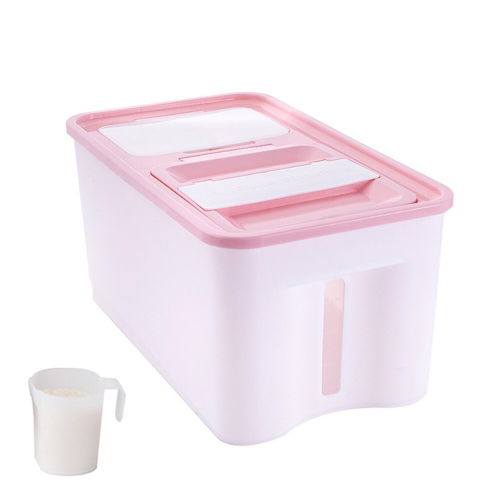 Plastikowy dyspenser płatków zbożowych zestaw 25Kg schowek robić kuchni robić jedzenia dozownik ziarna ryżu organizator ziarna puszki robić przechowywania słoiki robić magazynowania: mały różowy