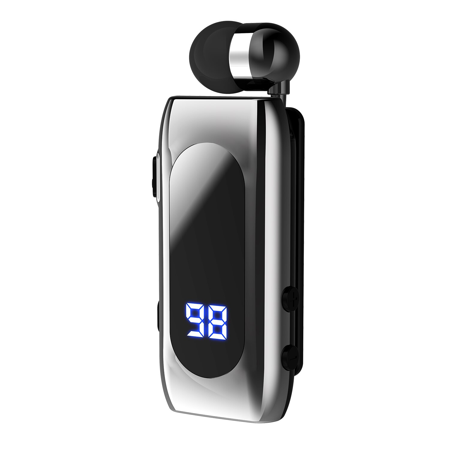K55 Lavalier Business Bluetooth 5.2 słuchawki rozmów/czas muzyki 20 godzin, cyfrowy wyświetlacz LED, bezprzewodowe słuchawki z redukcją szumów: WHITE