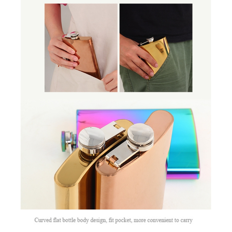 Practical Stainless Steel Flask Curved Flat Bottle Body Leak-proof Tight Screw Cap Flask Suitable For Outdoor Travel