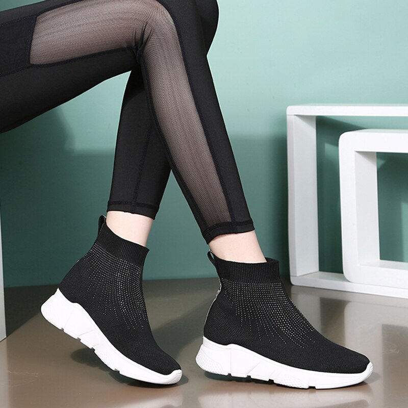 Sneakers kvinder dansesko moderne tango komfortable fitnesssko sport blød bund sko lette til damer sort grå: Sort / 6