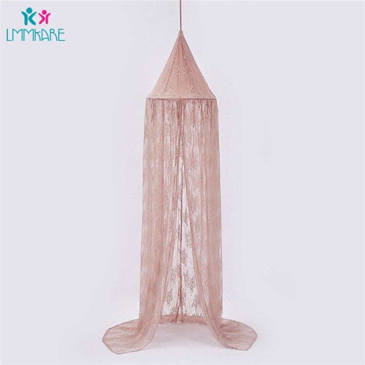Zomer baby wieg netten roze kant effen klamboes kinderbed chiffon koepel fantasie licht garen gordijn spel huis tent: Default Title