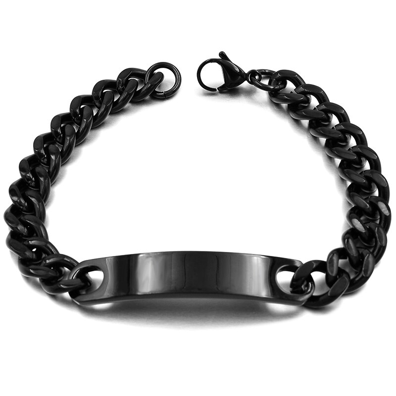 ATGO ID Bracelet 316L Stainless Steel Best Friends Men Retail Punk Rock Hip Hop BB001: Black