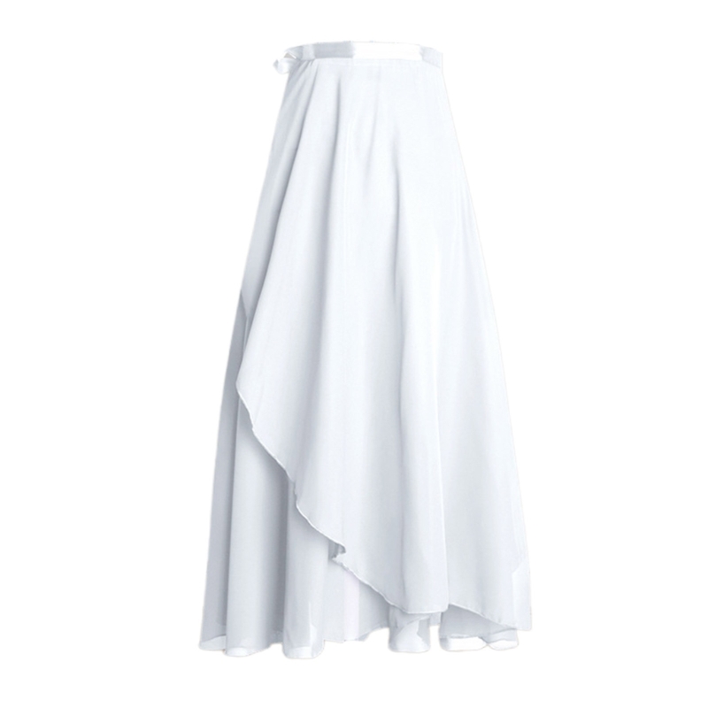 Lange Tanzröcke für Damen, Chiffon-Wickelrock, Mädchen, asymmetrischer Ballett-Wickelrock: Beige