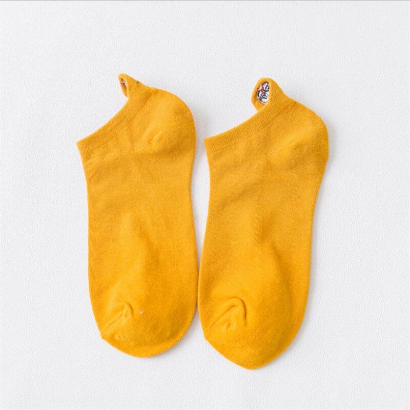 1 pair Smiley couple socks shallow mouth men and women's socks pure cotton breathable summer ins tide tube low-cut boat socks