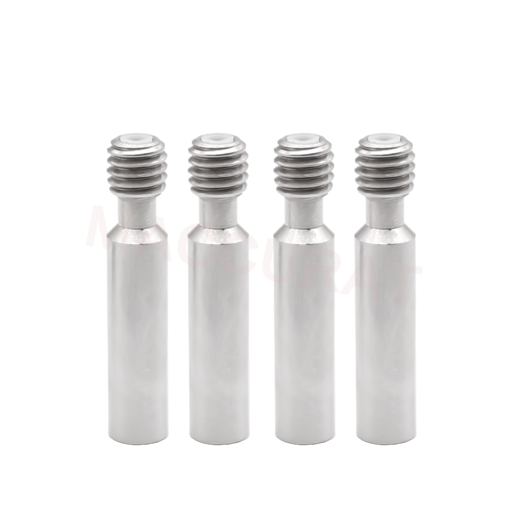 Lote de 5 unidades de roscas de acero inoxidable MK8 M6 con PTFE, 6x30mm, alimentación más larga, filamento de 1,75mm, piezas de impresoras 3D