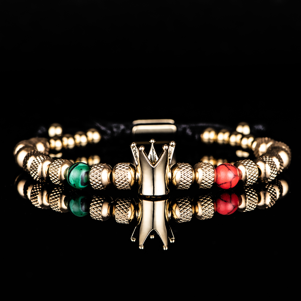 Bracelet couronne de luxe SION L pour homme, acier inoxydable, acier au titane, or, bracelet document, taille soeur, bijoux: Rouge rouille