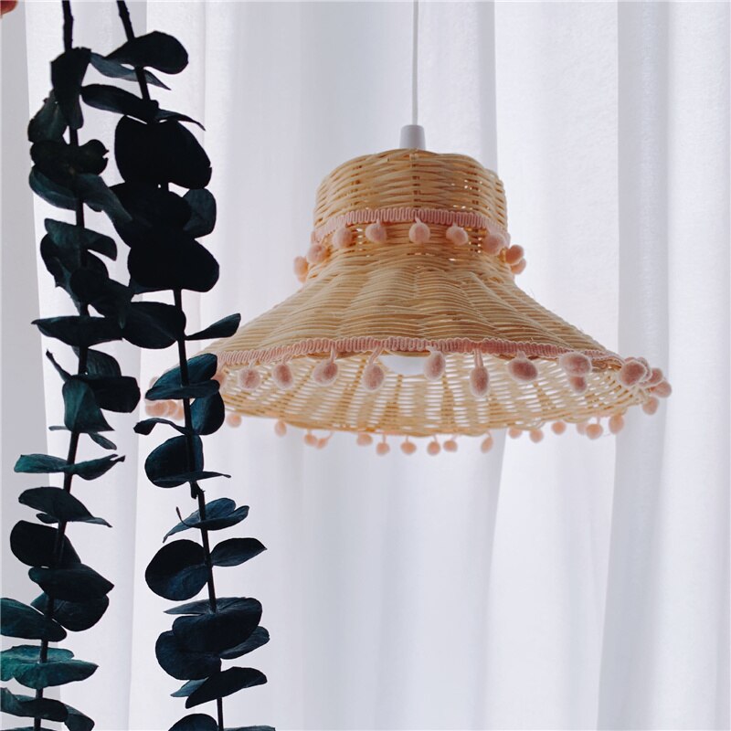 Nordic Rattan Lampshade Handmade Photography Accessories Kids Room Nursery Dorm Ornament Ceiling Light Cover Home Hanging Decor: LA-02