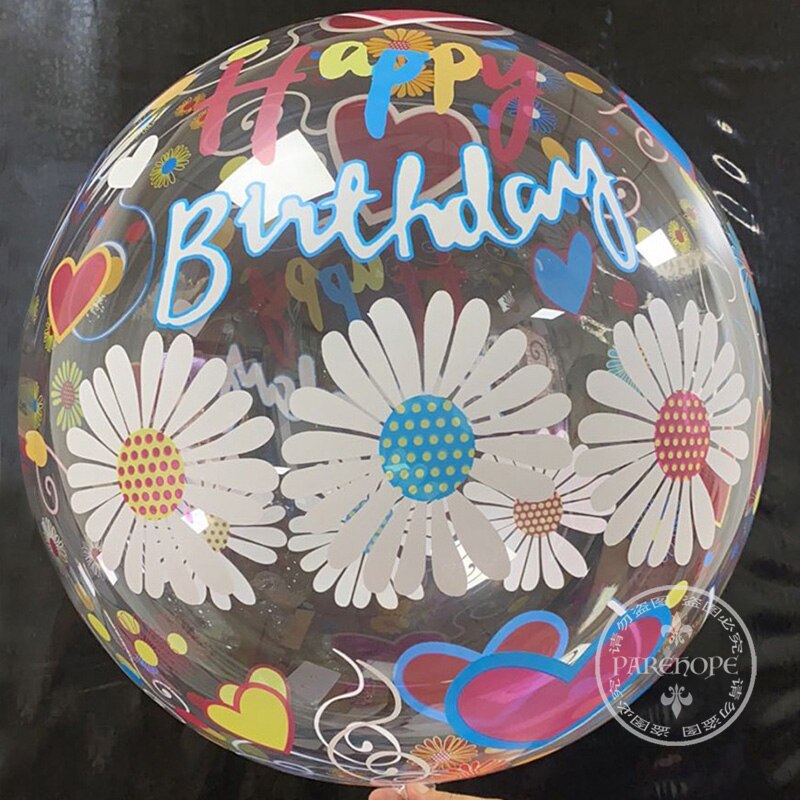 20 '' gennemsigtig pvc trykt heliumboble ballon oppustelige bobo balloner til bryllupsfødselsdagsfest baby shower dekoration: Trykte blomster