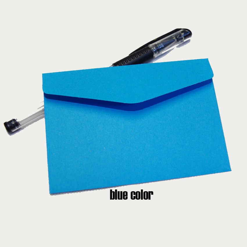 100pcs Lxw: 11.7x8cm Colorful Mini Kraft Envelope Business Vip Card Small Wedding Party Invitation Card Paper Envelopes Office: blue