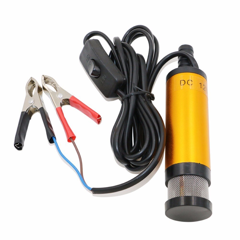 Dc12v 30l/ min, dykbar elektrisk oliepumpe i aluminiumslegering til diesel/olie/vand/brændstofoverførsel, med kontakt med cigarettænder