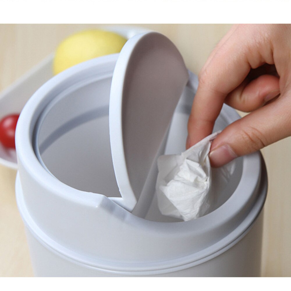 Desktop Waste Bins Trumpet Desktops Mini Covered Kitchen Living Room Trash Can Rolling Cover Type Desktop Dustbin 32