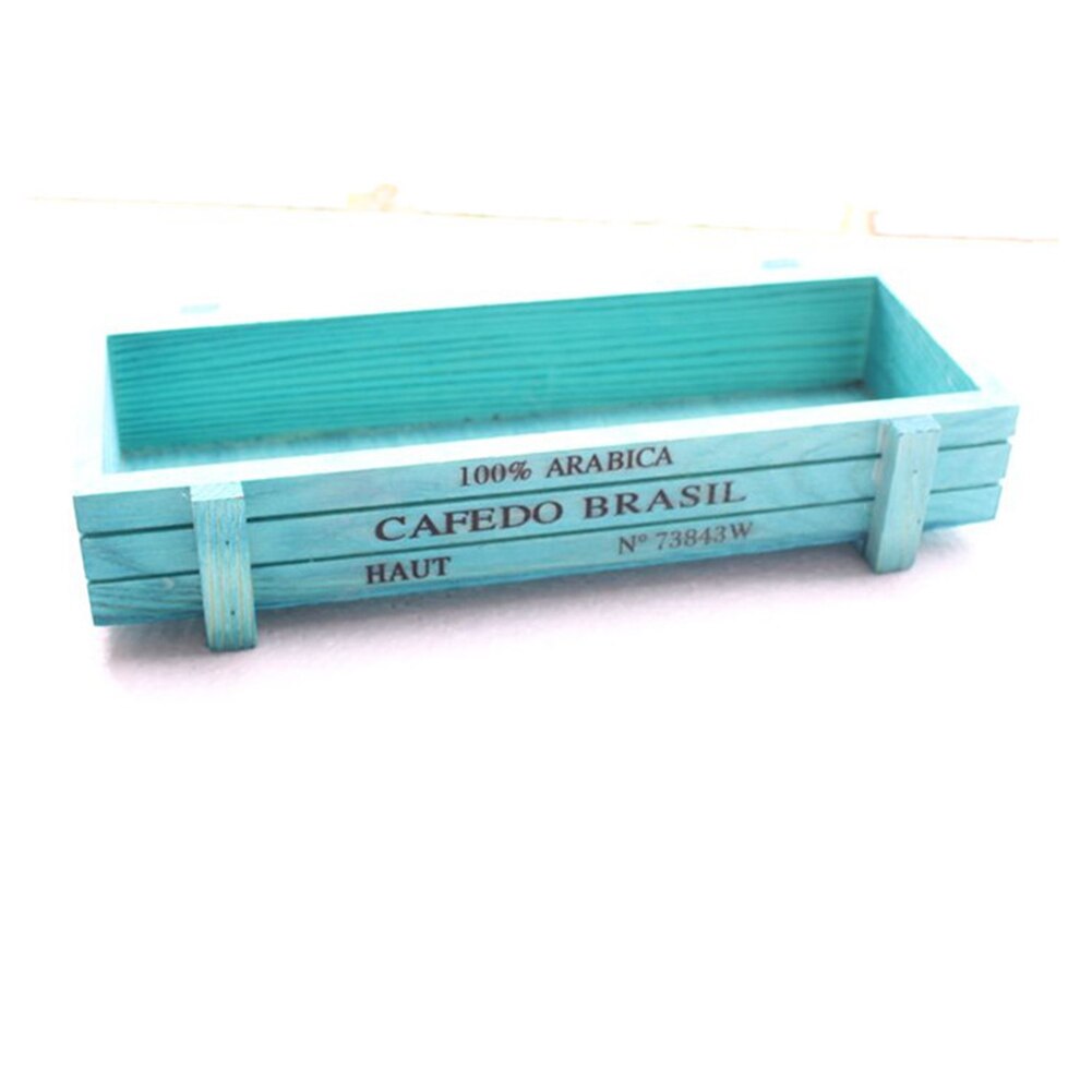 Wood Planter Box Garden Yard Micro Landscape Flower Succulent Container Plant Pot: Blue