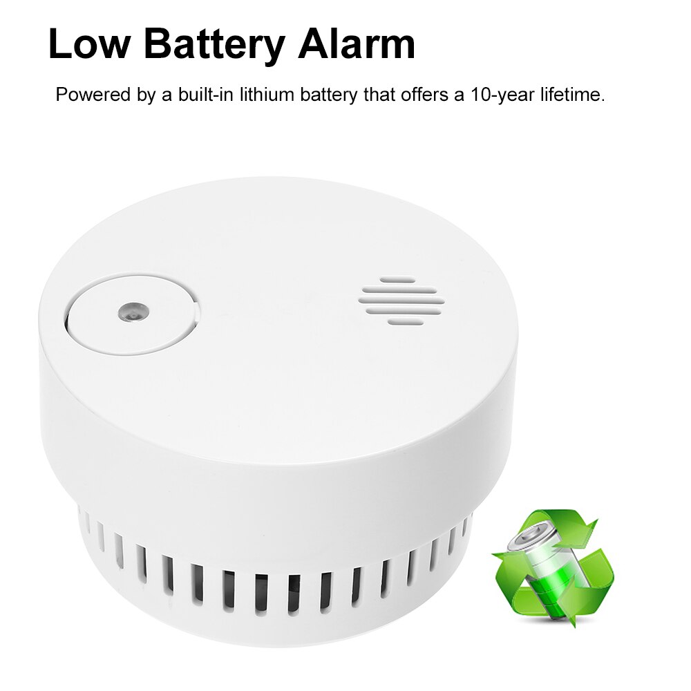 Battery-Powered Wireless Smoke Detector Photoelectric Fire Alarm Light Sound Warning Fire Safety For Home Security Alarm System