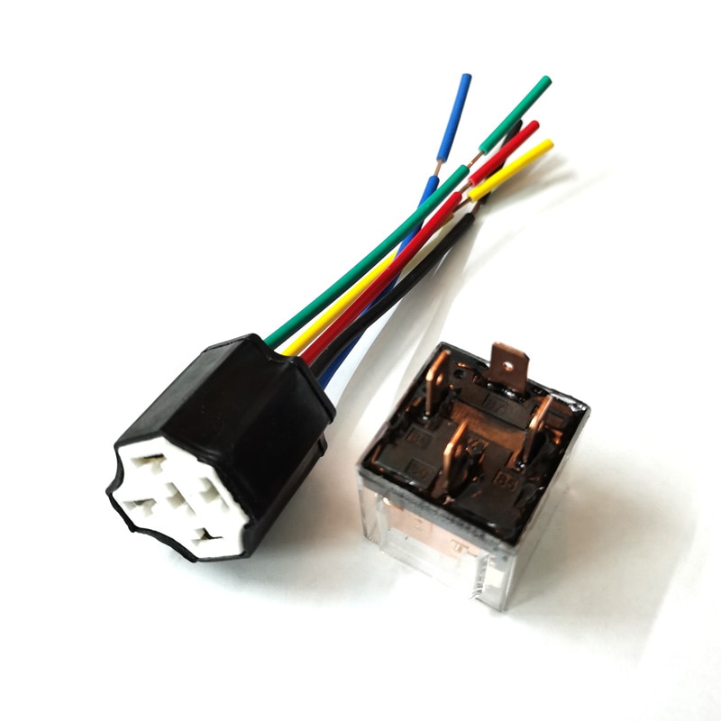 Car Transparent SPDT 80A Relay 4Pins 5Pins 12 Volt coil DC 24V Ceramic Relay Wiring Harness Socket Plug