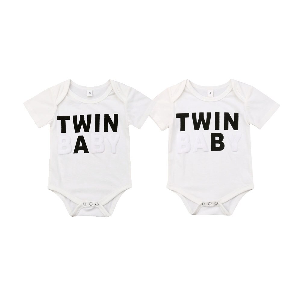 TWIN BABY Letter Pattern bebé niños niñas ropa mono manga corta Playsuit verano trajes traje de sol 0-18M