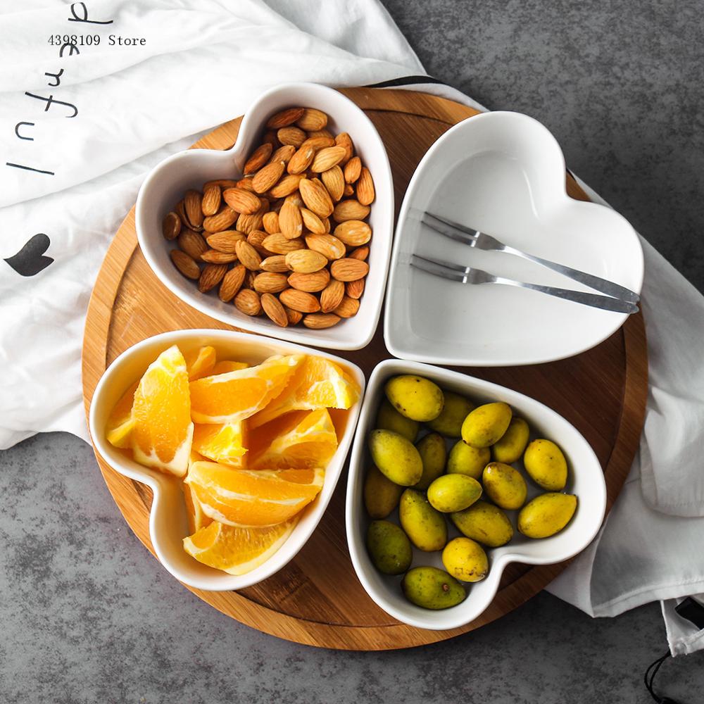 Keramische Hartvormige Fruitschaal Woonkamer Koffietafel Dessertbord Salade Gedroogde Fruitschaal Keuken Servies Voedsel Lade