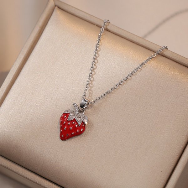 Collar con colgante de tulipán de acero inoxidable ligero de lujo para mujer, cadena de Color dorado, collar de flores, de joyería de la suerte para niñas: Chapado en platino