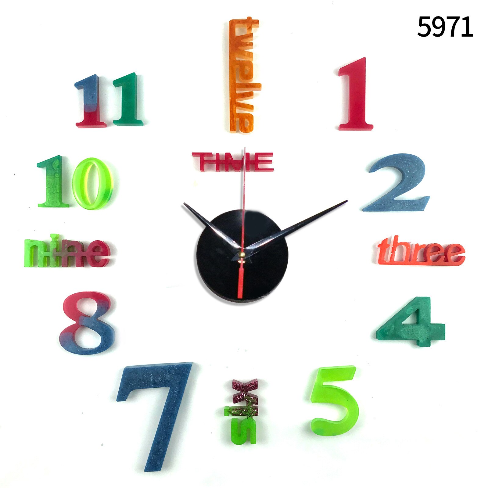 Digital Clock Silicone Mold DIY Irregular Digital Number Letter Wall Decoration Clock Watch Ornament Silicone Mould For Resin