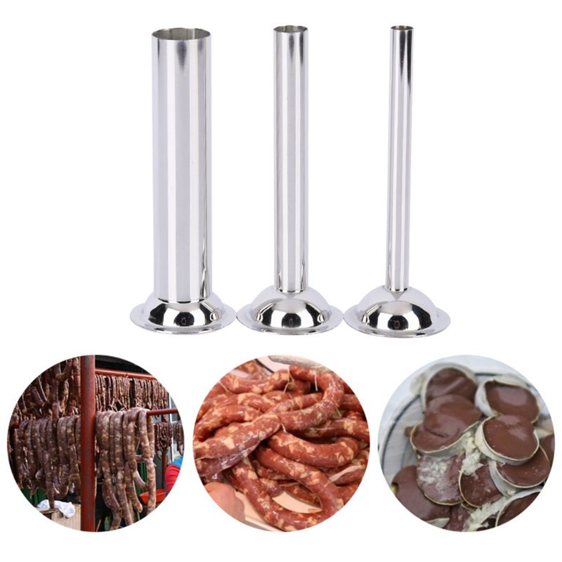 3pcs/set Food Grade Stainless Steel Manual Sausage Stuffer Stuffing Filling Tube