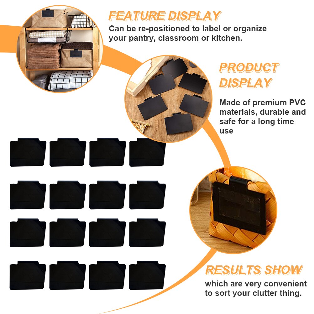 16Pcs Prijskaartje Houder Duurzame Verwijderbare Zwarte Clip Label Houder Mand Labels Clip Opknoping Bin Clip Label Voor Thuis kamer Shop