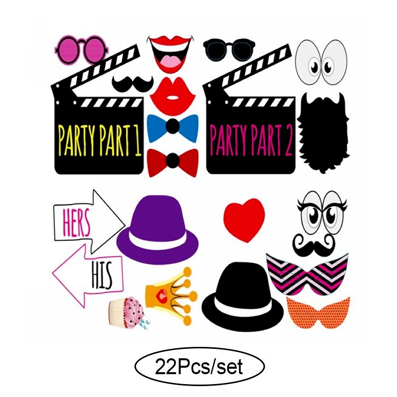 10-60 st diy-rekvisita till fotobås roliga mask glasögon mustasch läpp på pinne födelsedag brud bröllop dekoration fest tillbehör