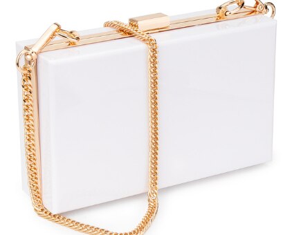 Women Acrylic Clear Purse Cute Transparent Crossbody Bag Lucite See Through Handbags Evening Clutch Events Stadium Approved: white