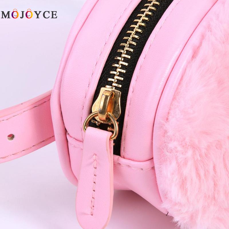 Winter Pluche Riem Bag Kids Meisje Pu Lederen Heuptasje Mode Ovale Vorm Heuptas Heuptas