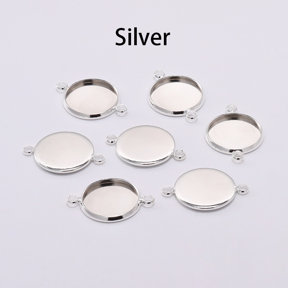 Conectores de Base de cabujón para pulsera de 20 piezas, ajuste de bandeja Base de camafeo, bisel, suministros en blanco para fabricación de joyas, accesorios DIY