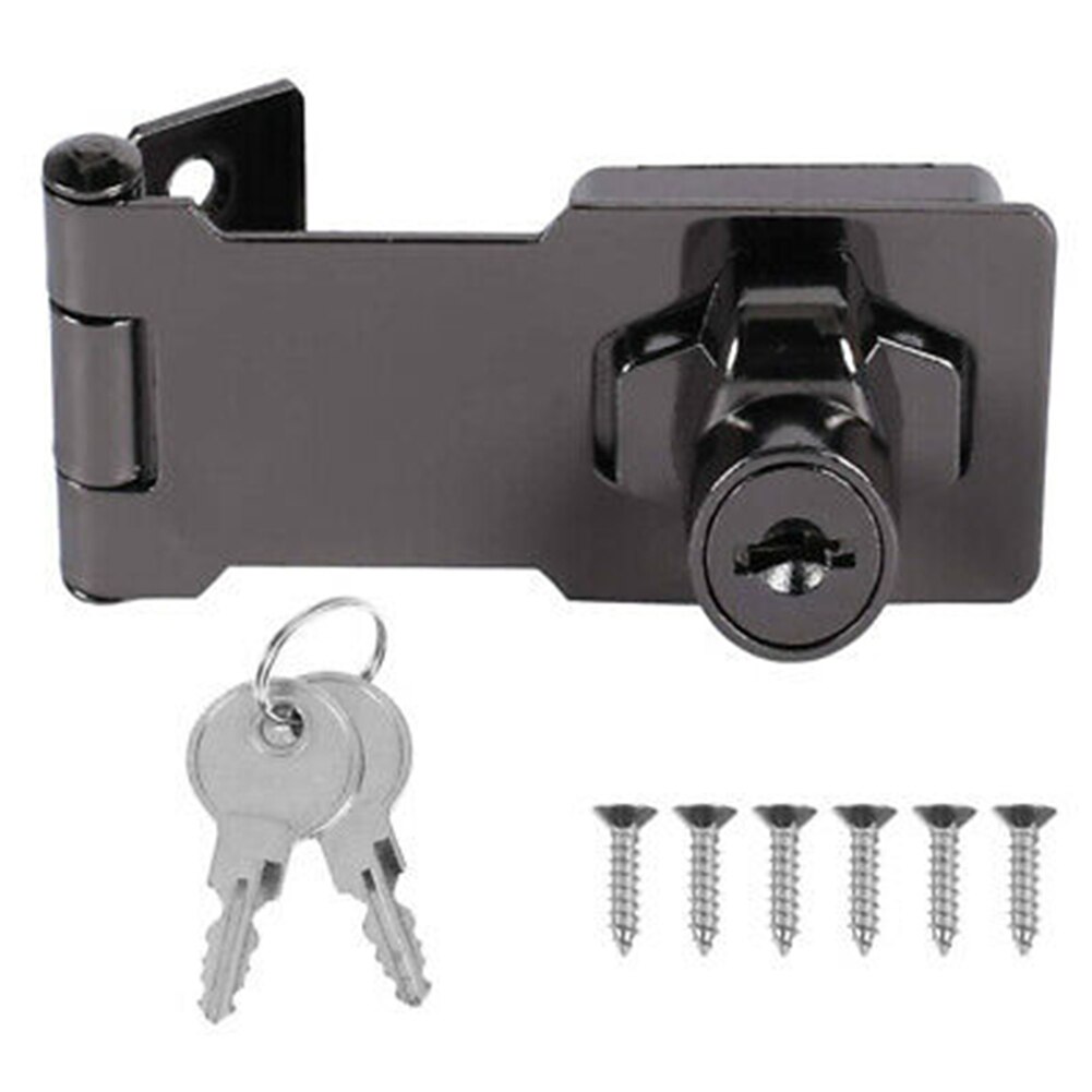 3in Black Locking Hasp And Staple With Keys Padlock Garage Heavy Duty Lock With Keys Cupboard Shed Padlock Set Hardware