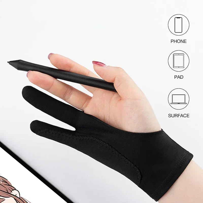Gants de dessin à deux doigts S/M/L, Anti-tactile, Anti-salissure, pour tablette, tableau numérique, écran tactile, peinture à l'huile, fournitures d'art de bureau