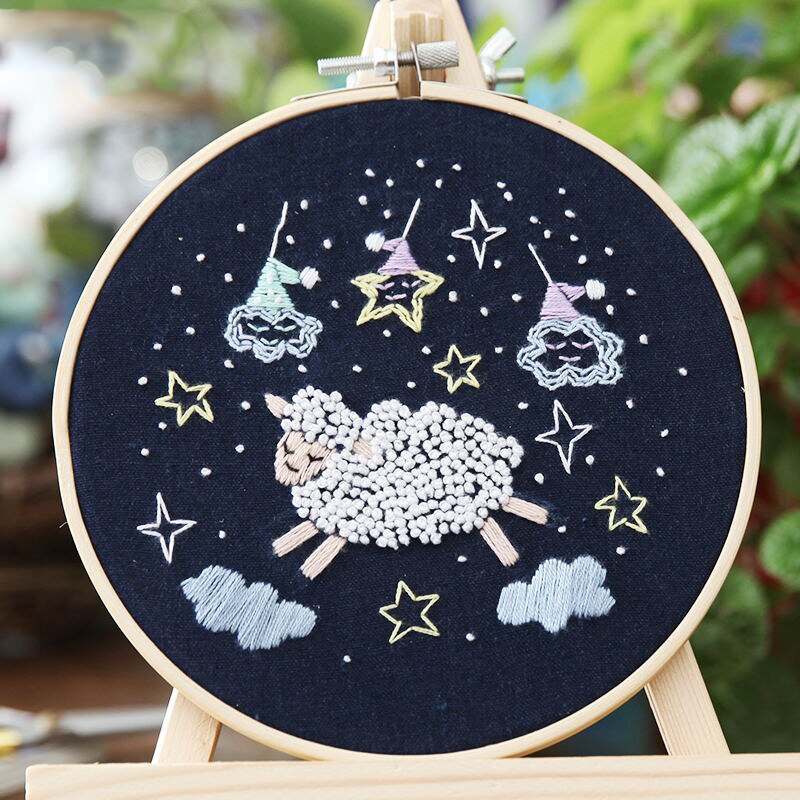 Söt tecknad djur diy broderade tillbehör kit stjärnserie broderimaterial paket hantverk broderi gör leveranser