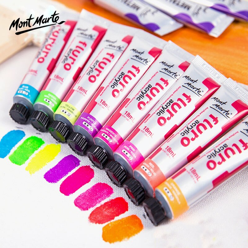 8pcs Metal fluorescent color acrylic paint set hand-painted wall painting textile paint DIY art material oil painting pigment