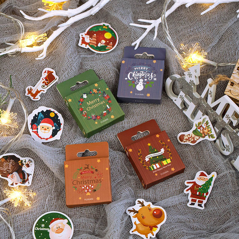 50 stuks Leuke Decoratieve Stickers Kawaii Kerst Briefpapier Sticker Papier Sticker Voor Kinderen Scrapbooking Dagboek Supplies