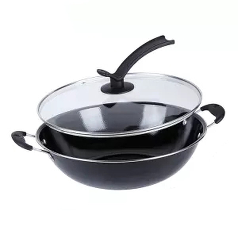 Wok Emaille Pot Ongecoat non-stick Fornuis Huishouden Inductie Kookplaat Speciale Emaille Wok Kolen Gasfornuis voor Ijzeren Pan keuken Potten