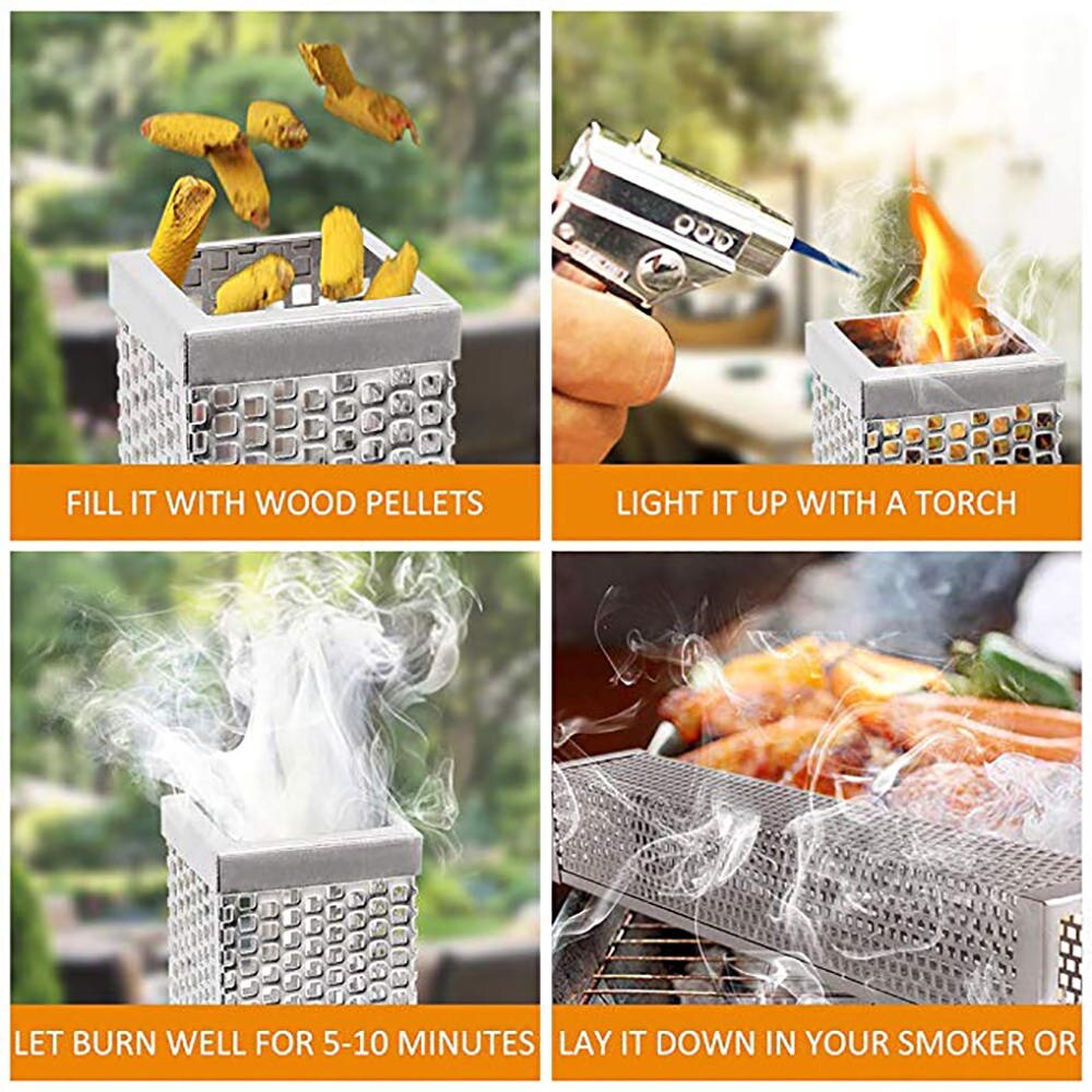 1 st rostfritt stål rökgenerator nätrör för grill eller kallrökning bbq tillbehör
